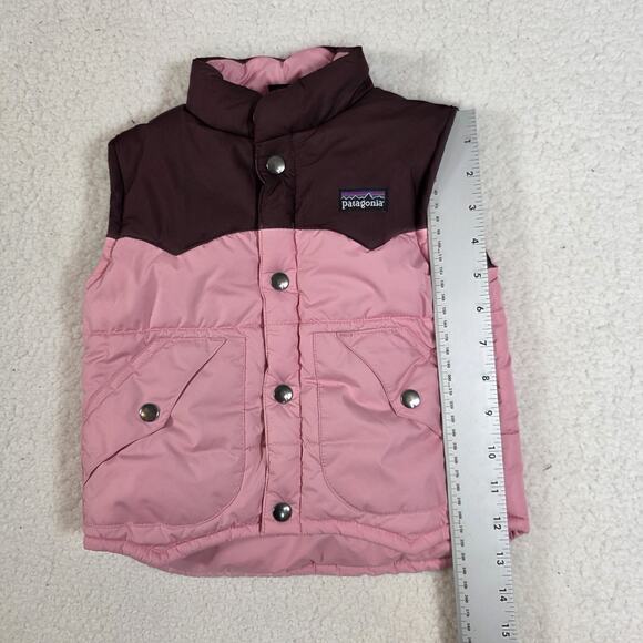 Patagonia Baby Puffer Down Vest Maroon And Pink 3T Kids Outerwear Snap - Picture 7 of 8